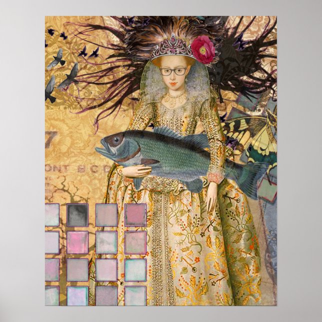 Affiche Femme Poissons Vintage Classique Gothique (Devant)