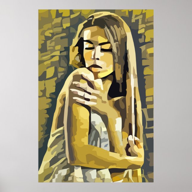 Affiche Femme portant une serviette Art Abstrait (Devant)