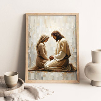 Affiche Femme priant avec Jésus, Art chrétien, Jésus et