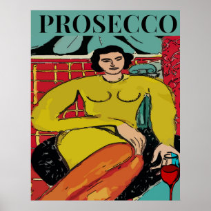 Affiche Femme Prosecco, Vin