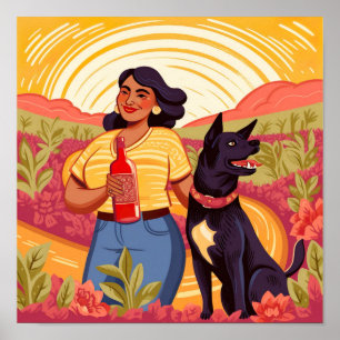 Affiche Femme prospère avec Tequila et son chien Secourt I