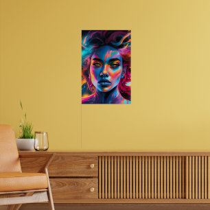 Affiche Femme psychédélique vibrante visage