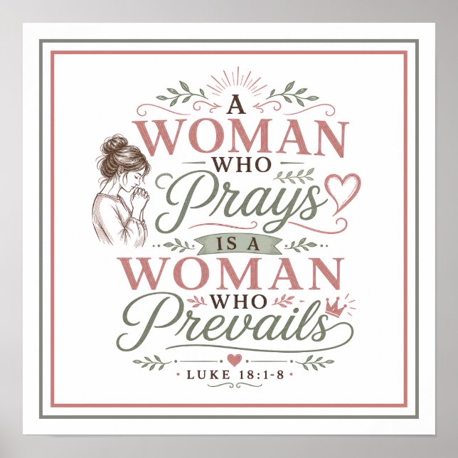 Affiche Femme qui prie prévaut Citation chrétienne spiritu (Devant)