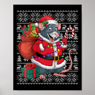 Affiche Femme Rat Xmas Sweat Style Vilain Père Noël Rat Ch
