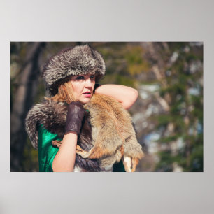Affiche Femme rétro en hiver