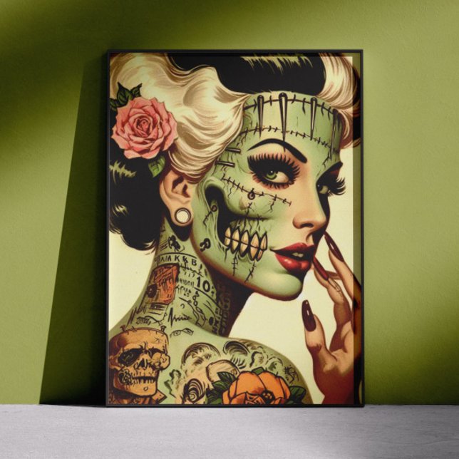 Affiche Femme Rétro Monstre Pin-up (Créateur téléchargé)