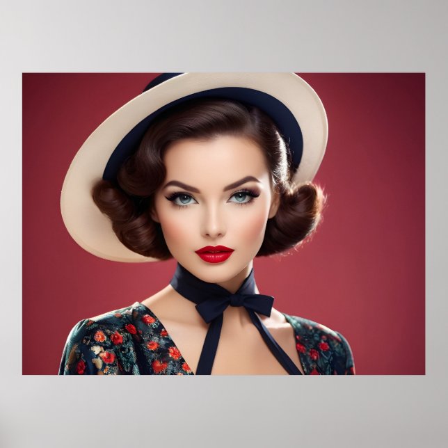 Affiche femme rétro vintage (Devant)