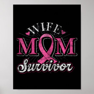 Affiche Femme rose Ruban Femmes Femme Femme Maman Survivan