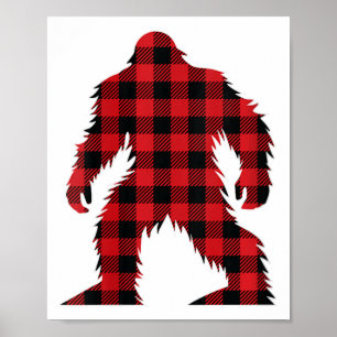 Affiche Femme Rouge Buffalo Plaid Bigfoot Correspondant Fa