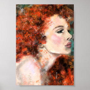 Affiche Femme Rousse Jolie - Peinture Originale Abstraite