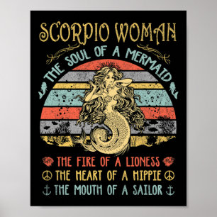 Affiche Femme Scorpion L'âme D'une Sirène Vintage Naissanc