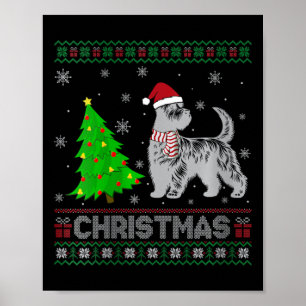 Affiche Femme Scottie Chien Xmas Arbre Éclairage Noël laid