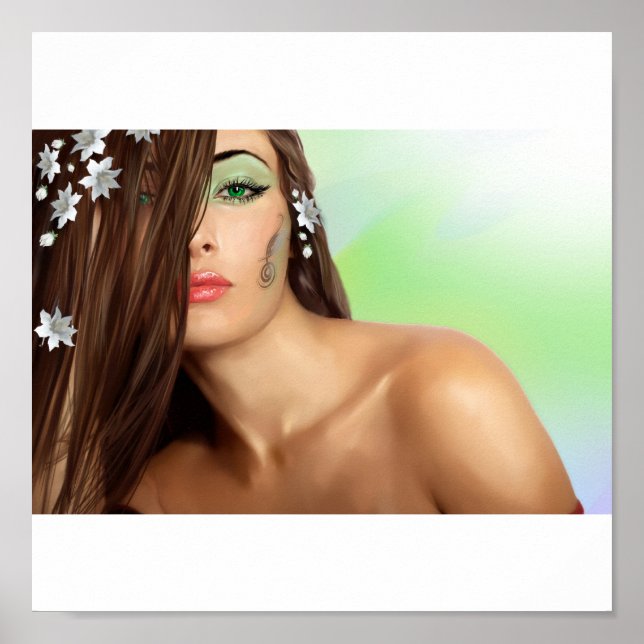 Affiche Femme sensuelle aux yeux verts (Devant)