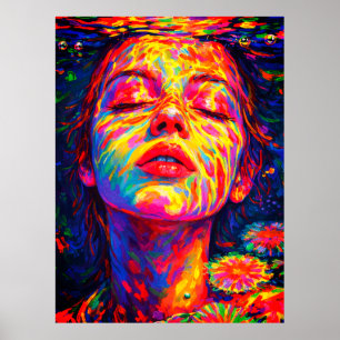 Affiche Femme Sereine Sous l'Eau Couleurs Arc-en-Ciel Impa
