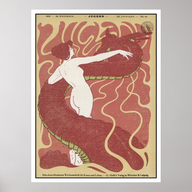 Affiche Femme & Serpent - Art Nouveau - Art Jugend (Devant)