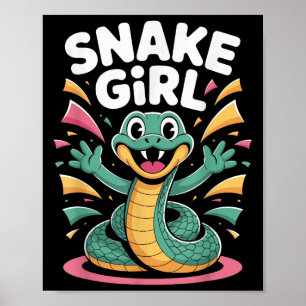 Affiche Femme Serpent Girl mignonne Happy Serpent Cartoon