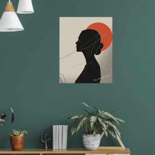 Affiche Femme silhouettée bohème inclusive avec cercle de