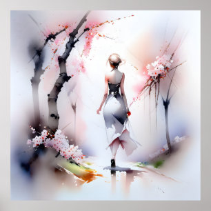 Affiche Femme solitaire marchant