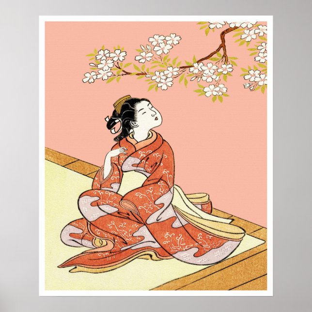 Affiche Femme sous les fleurs de cerisier (Devant)
