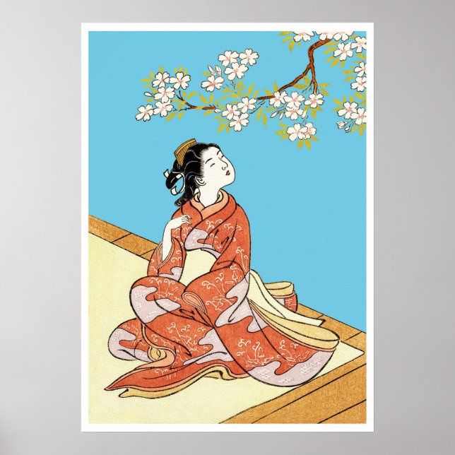 Affiche Femme sous les fleurs de cerisier (Devant)