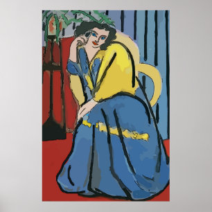 Affiche Femme sur le téléphone portable Matisse Style