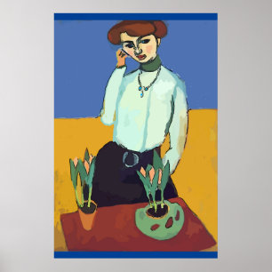 Affiche Femme sur téléphone portable Abstrait, style Matis