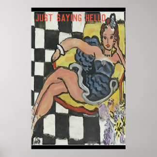 Affiche Femme sur téléphone portable Abstrait, style Matis