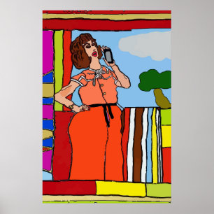 Affiche Femme sur téléphone portable Abstrait, style Matis