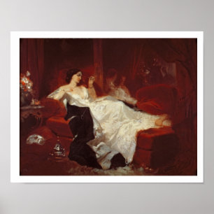Affiche Femme sur un canapé rouge