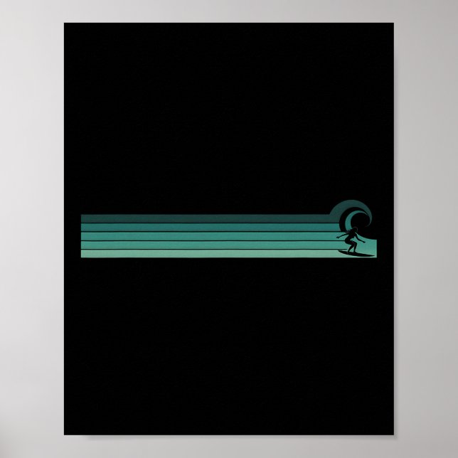 Affiche Femme surfeuse rayée attrapant une vague  (Devant)