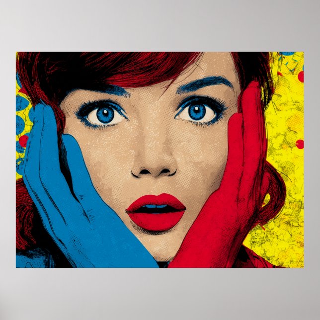 Affiche Femme surprise en Pop Art (Devant)