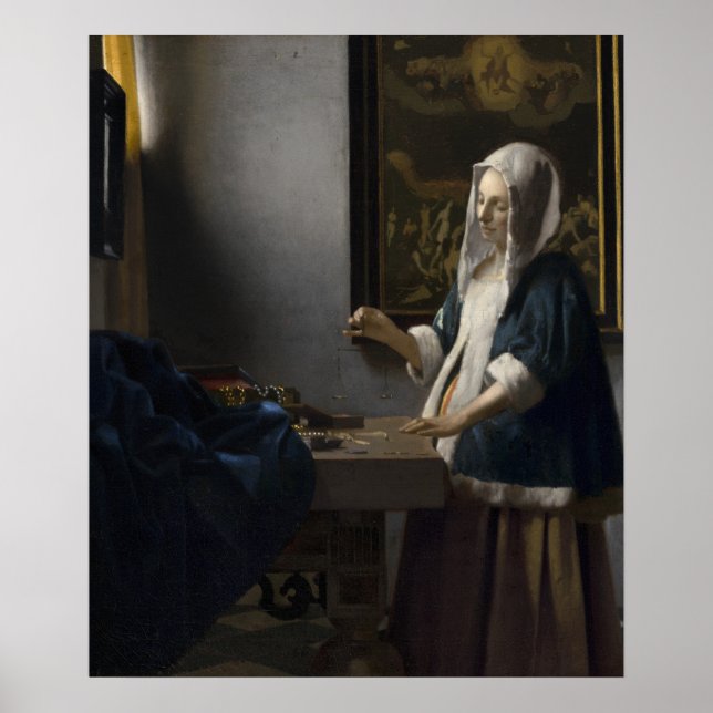 Affiche Femme tenant un équilibre — Vermeer (Devant)