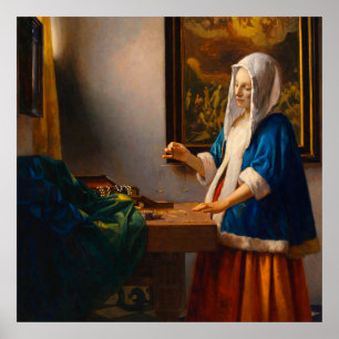 Affiche Femme tenant une balance de Johannes Vermeer