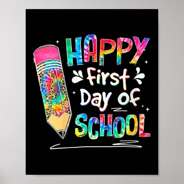 Affiche Femme Tie Dye Crayon Premier Jour De Classe Tee (Devant)