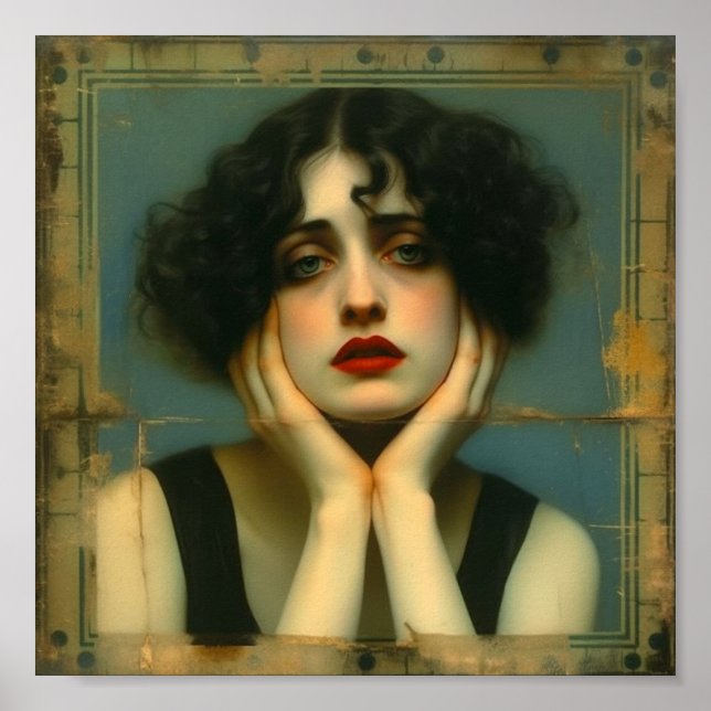 Affiche Femme triste avec ses mains sur le visage (Devant)