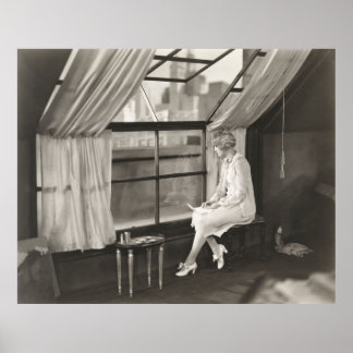 Affiche femme triste regardant par la fenêtre1940, femme, 