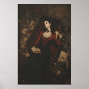 Affiche Femme Vampire Victorienne dans l'Art de Coffre Imp