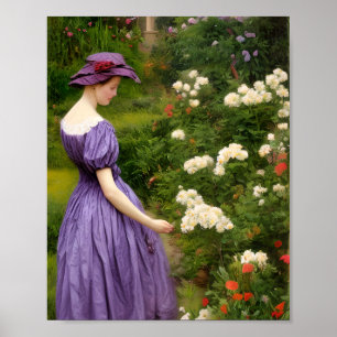 Affiche Femme victorienne dans le jardin