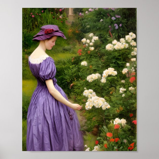 Affiche Femme victorienne dans le jardin (Devant)