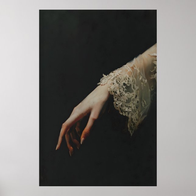Affiche Femme Victorienne Main Broderie Art Imprimable Som (Devant)