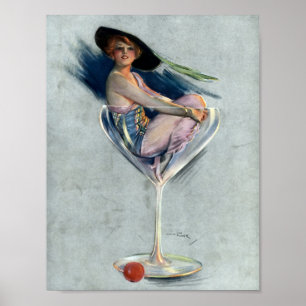 Affiche Femme vintage En Verre Martini