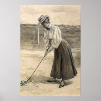 Affiche Femme Vintage Golf Mode, années 1890
