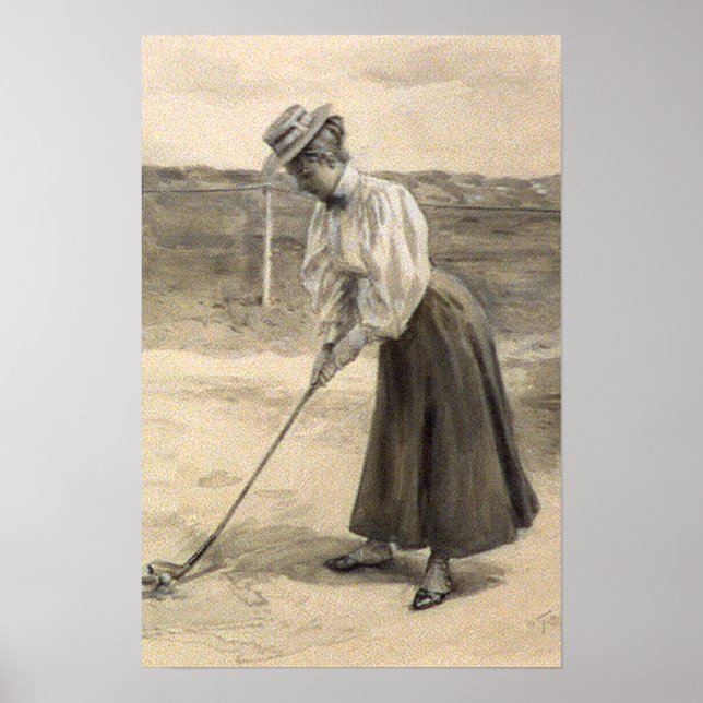 Affiche Femme Vintage Golf Mode, années 1890 (Devant)