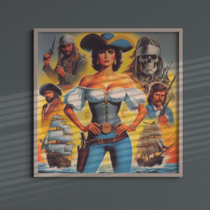 Affiche Femme vintage Pirate