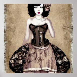 Affiche Femme vintage Steampunk