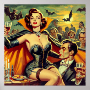 Affiche Femme vintage Vampire