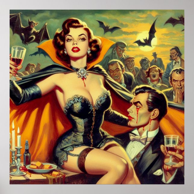 Affiche Femme vintage Vampire (Devant)