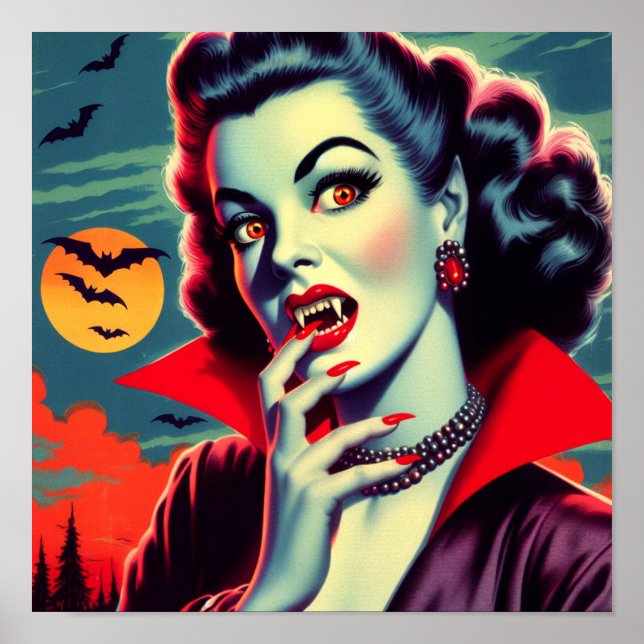 Affiche Femme vintage Vampire (Devant)