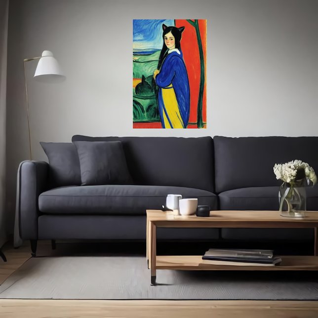 Affiche Femme zoomorphique avec oreilles de chat | Art AI (Créateur téléchargé)