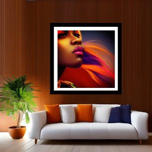 Affiche Femmes africaines colorées violet orange fantaisie